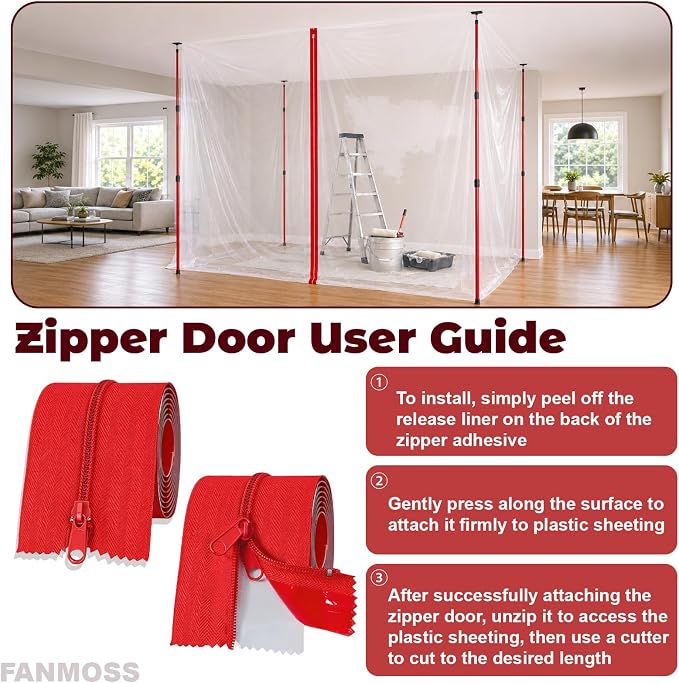 10FT Dust Barrier Poles Kit, Spring Retractable Isolation Support Poles - Image 7