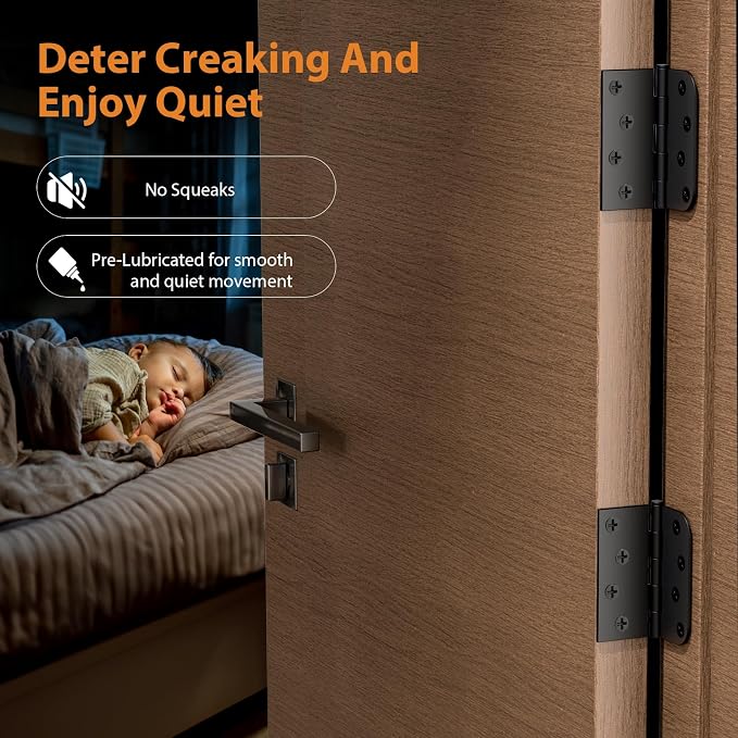 3 Pack Matte Black Door Hinges 4 Inch, Heavy Duty Exterior Hinges - Image 4