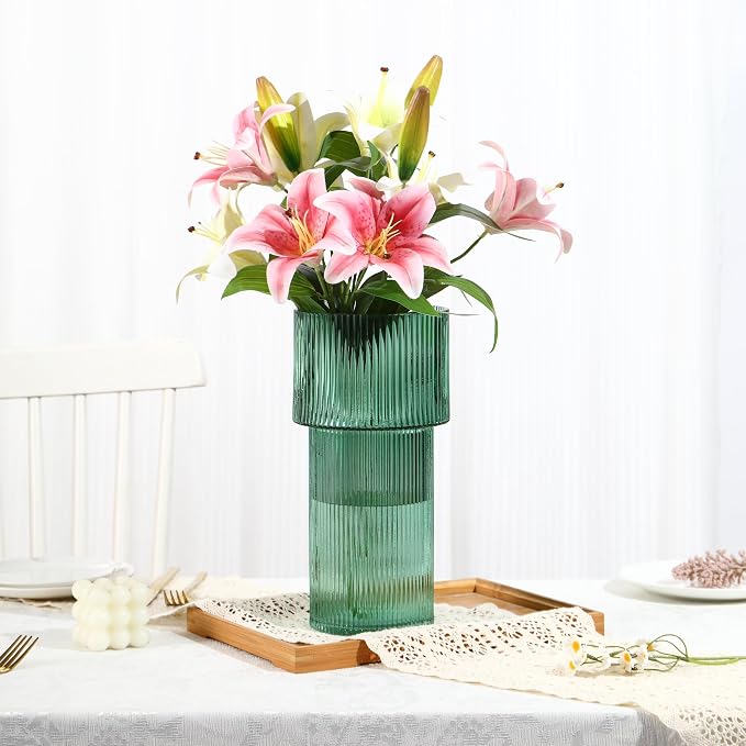 Large Glass Vase, 12 Inches Tall Vase - Image 8