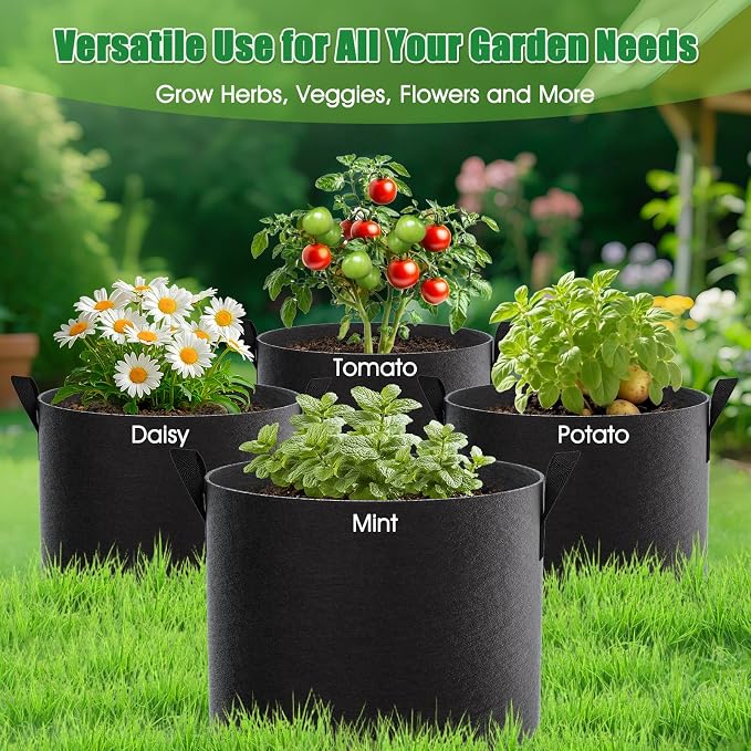 7 Gallon Grow Bags 8 Pack – 300G Thickened Fabric Plant Pots - Image 7