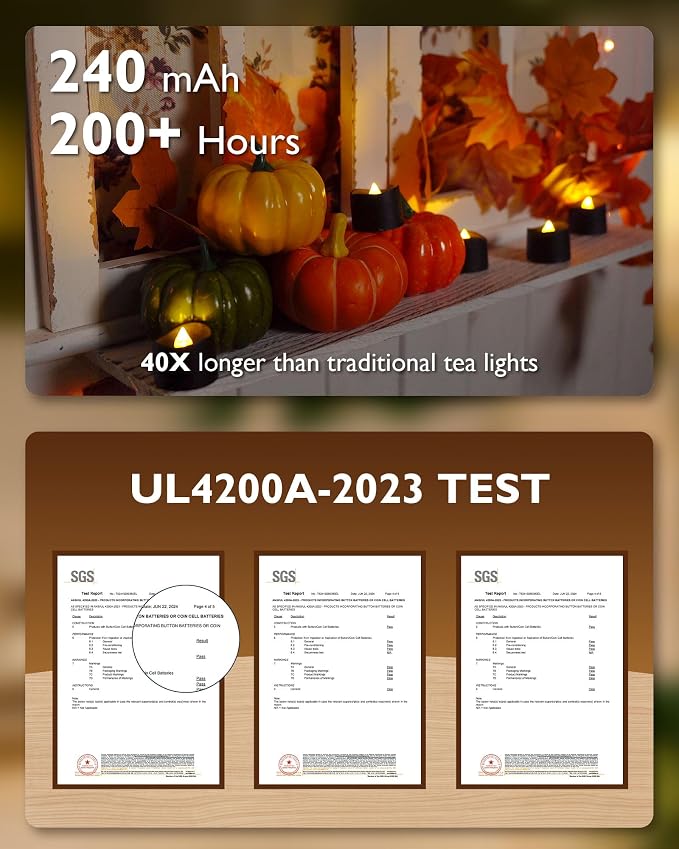Homemory 12-Pack Black Flameless Battery Tea Light Candles, 200+ Hours | - Image 3