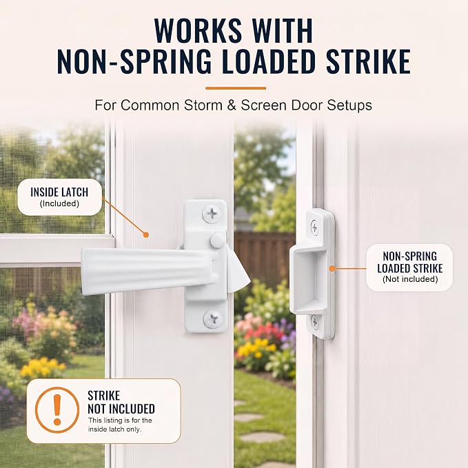 Replacement Screen Door Latch for Non-Spring Loaded Strike, Interior Latch for - Image 3