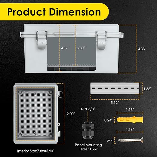 IP67 Outdoor Electrical Junction Box Waterproof 8.7''x6.7''x4.3 | Weatherproof - Image 3