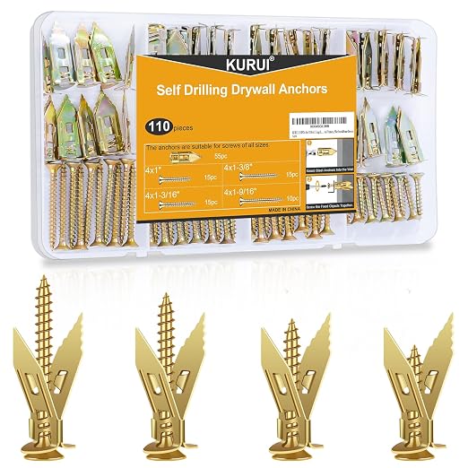 110Pcs Self Drilling Drywall Anchors by KURUI