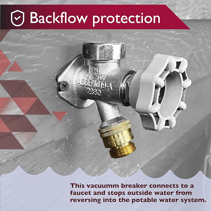 Vacuum Breaker 3/4 Inch Solid Brass Hose Bib Backflow Preventer - Image 2