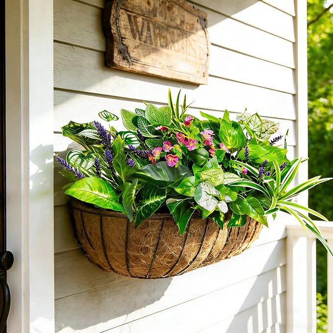 24 Pcs Artificial Plants for Outdoors Faux Greenery Leaves UV Resistant - Image 8