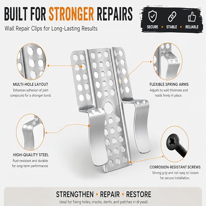 12 Pack Drywall Repair Clips Stainless Steel - Image 4