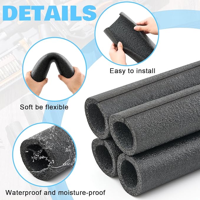 8 Pcs 1 Feet Foam Pipe Insulation Foam Tube Insulating Water Pipe Pool Swim - Image 3