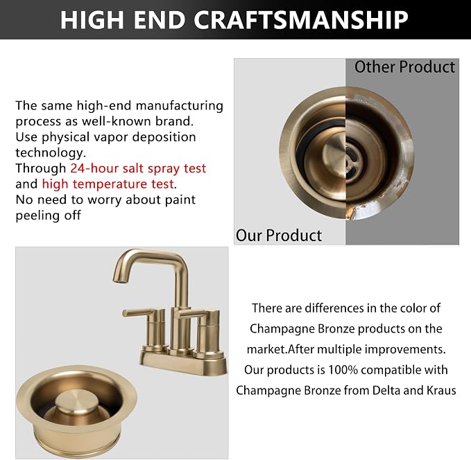 Champagne Bronze Sink Garbage Disposal Flange - Image 4