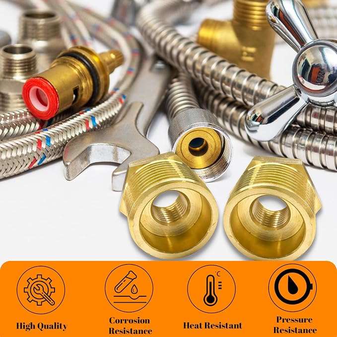 2 Pcs Brass Bushing 3/4" Male to 1/4" Female, 3/4" to 1/4" NPT Adapter Hex - Image 4
