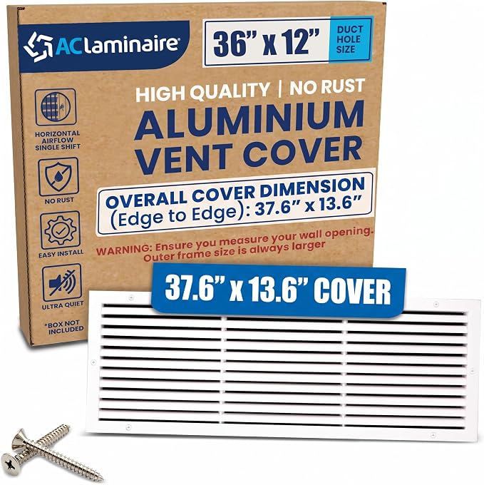 36x12 Aluminum Wall Ceiling Air Return Vent Cover HVAC Rustproof Grille by ACLAMINAIRE