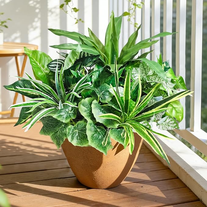 Artificial Plants for Outdoors Faux Greenery Leaves UV Resistant Realistic - Image 2