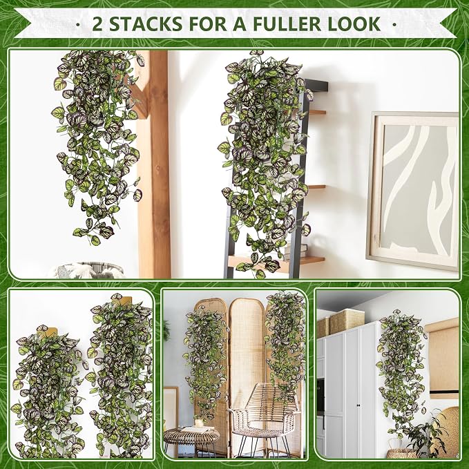 2-Pack Fake Hanging Plants, Faux Hanging Plant Artificial Greenery - Image 4