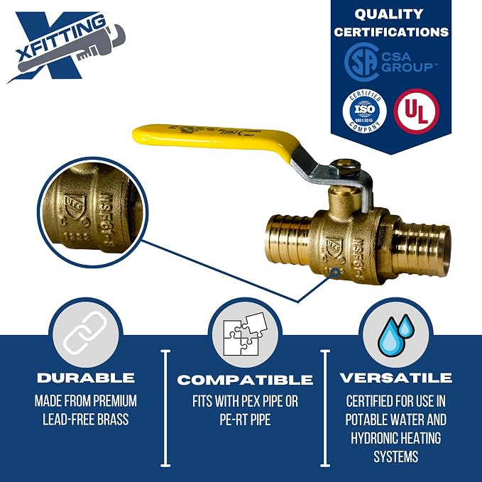10 Pack XFITTING Pex Barb 1 Inch Ball Valve - Image 5