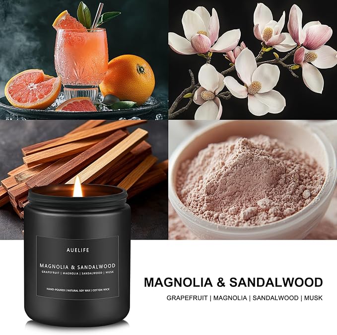 Magnolia & Sandalwood Scented Candle - Image 2
