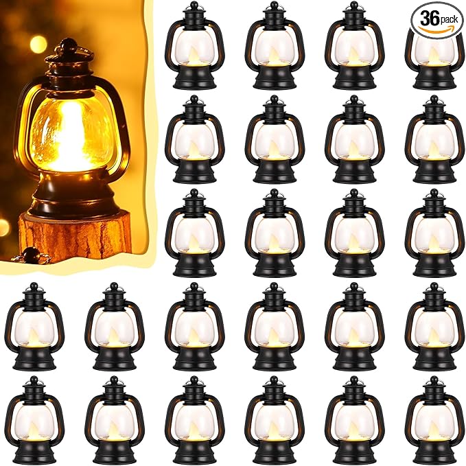 Ferraycle 36 Pcs Mini Lanterns 4 Inch Black Lamp Table Decor | Western Cowboy by Ferraycle