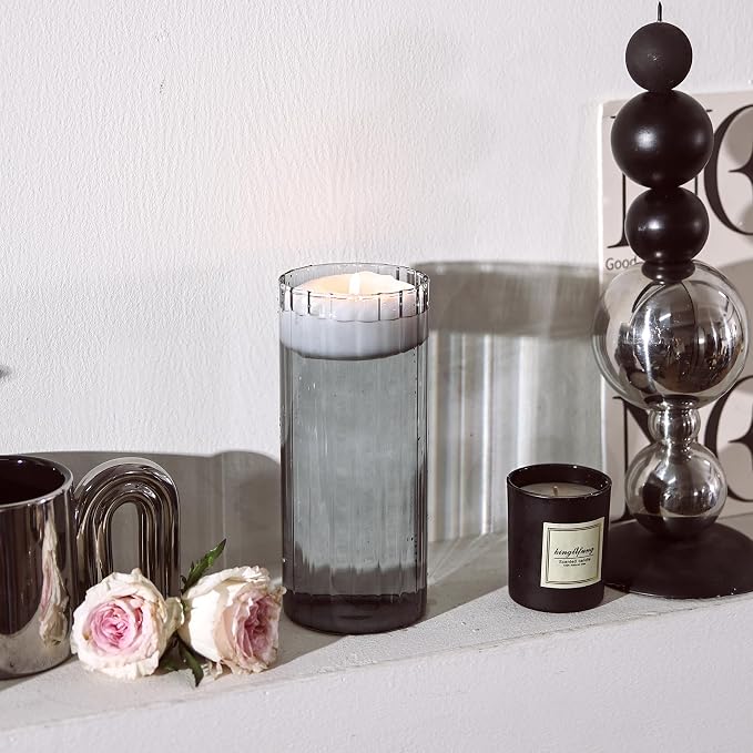 ComSaf Glass Cylinder Vase 8 Inch Tall, Hurricane Floating Candle Holder - Image 2