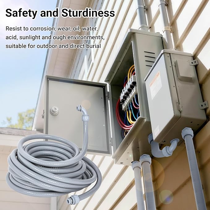 Neoaider 3/4 Inch 25FT Liquid Tight Conduit and Connector Kit | Flexible Non - Image 5