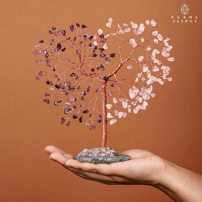 Handmade Healing Crystal Tree of Life Amethyst & Rose Quartz Chakra Tree - Image 7