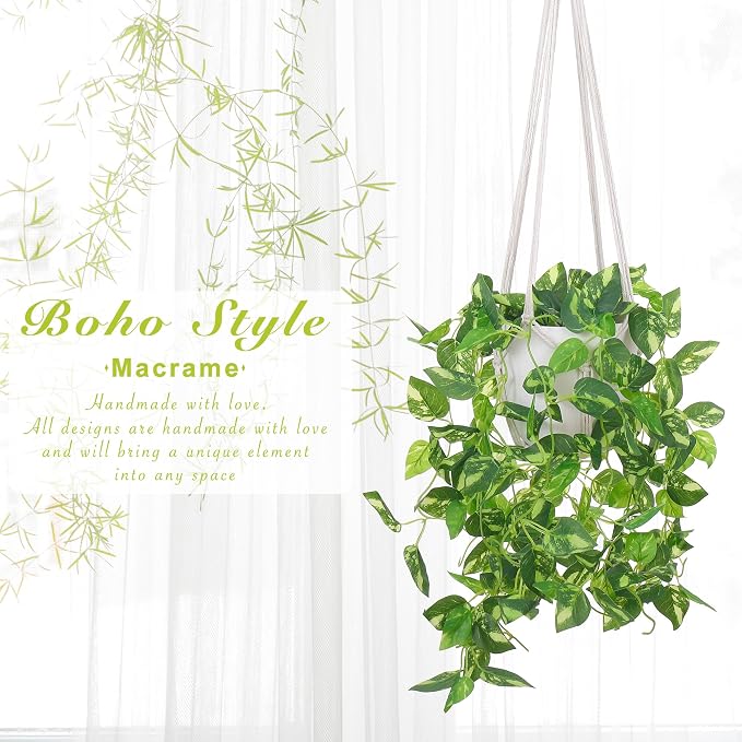 YIBOT 2 Pack 35" Macrame Plant Hangers, Hanging Planters - Image 2