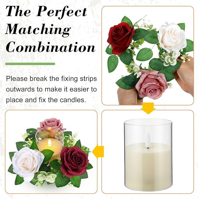 Yunlly 12 Pcs Rose Candle Rings - Image 5