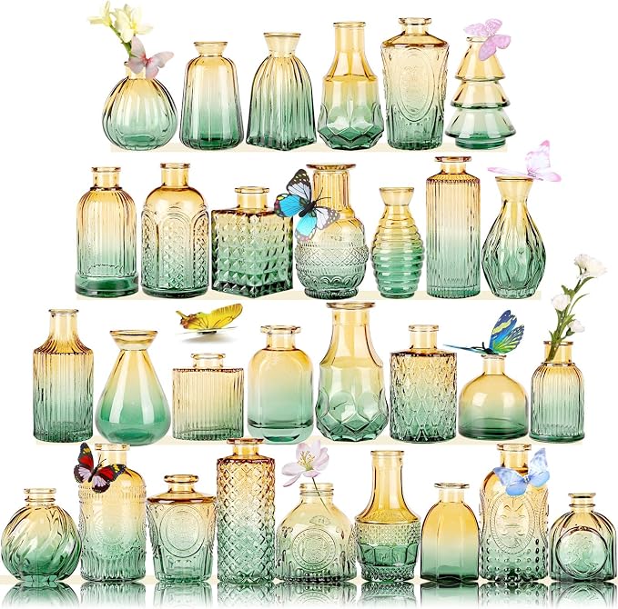 Glass Bud Vases in Bulk Set of 30 Pcs, Small Glass Vases by earthgadgets