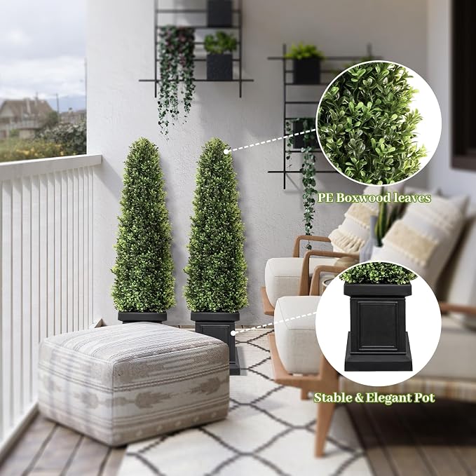 3.5ft Topiary Trees Artificial Outdoor Set of 2 - Image 3