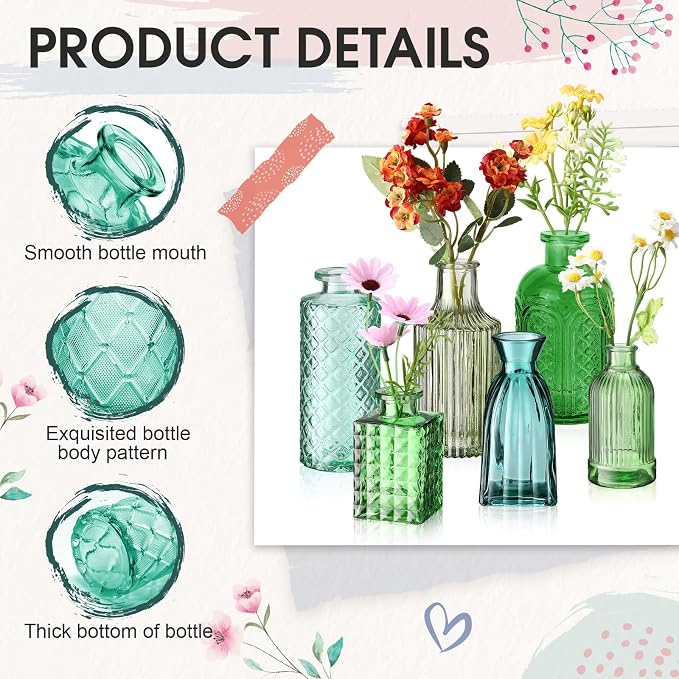 Yaomiao 30 Pcs Glass Bud Vases Centerpieces, Mini Colored Flower Vase - Image 4