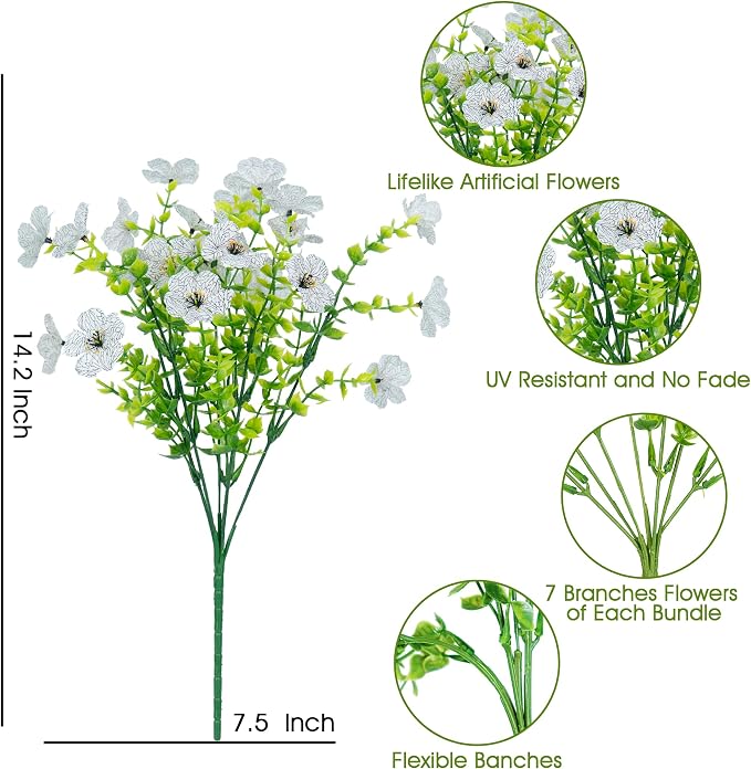 Artificial Faux Flowers Plants for Outdoors Spring Summer Decoration, 12 - Image 4