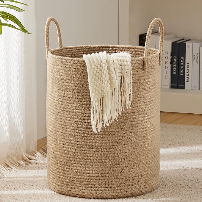 Woven Rope Laundry Hamper Basket by YOUDENOVA, 72L Tall Luandry Basket by YOUDENOVA