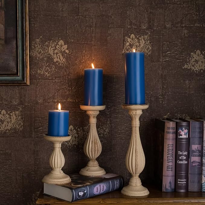 MOZEAL 3" x 8" Hand-Poured Unscented Large Candle, Smokeless Rustic Pillar - Image 6