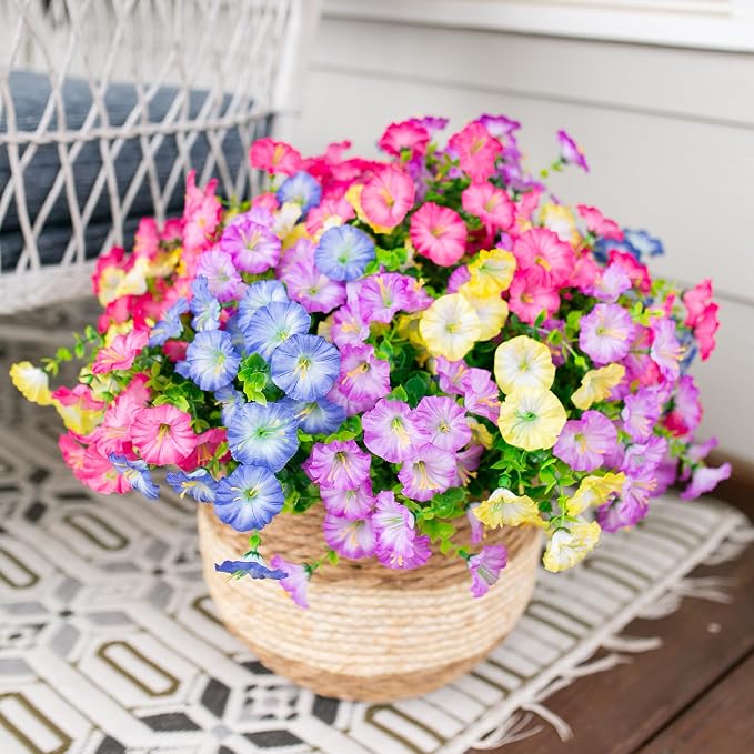 Artificial Flowers for Outdoors Fake Plants Outside Decoration, 12 Bundles Silk - Image 8