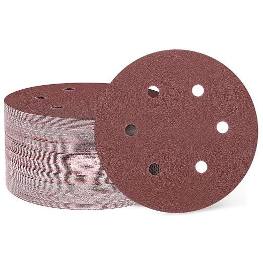 HARFINGTON 100 Pcs 6 Inch Sanding Discs 80 Grit Red Aluminum Oxide 6 Hole | by HARFINGTON