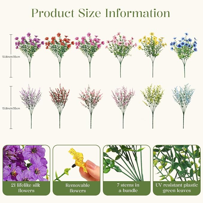 SHareconn 24 Bundles Artificial Flowers - Image 3