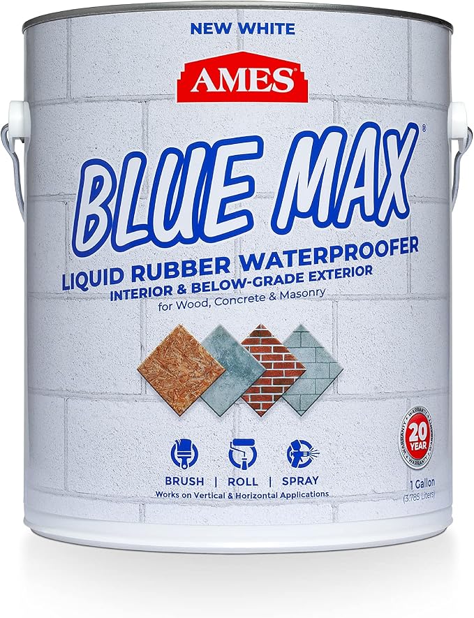 AMES Blue Max White Liquid Rubber Waterproofer, 1 Gal | Flexible liquid rubber by AmesResearchLaboratories