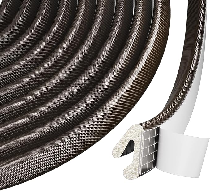 V Shape Door Weather Stripping for Small Gaps, Foam Seal Tape 2 PCS×26FT | Brown by Conwang