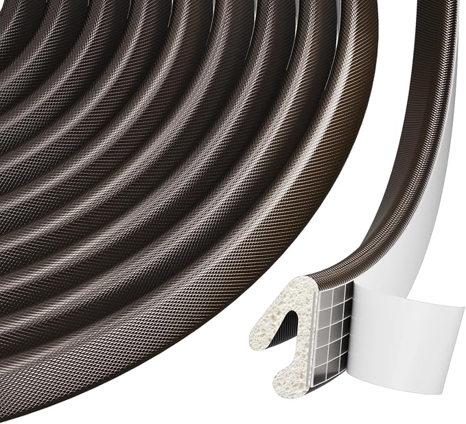 V Shape Door Weather Stripping for Small Gaps, Foam Seal Tape 19.7FT | Brown by Conwang