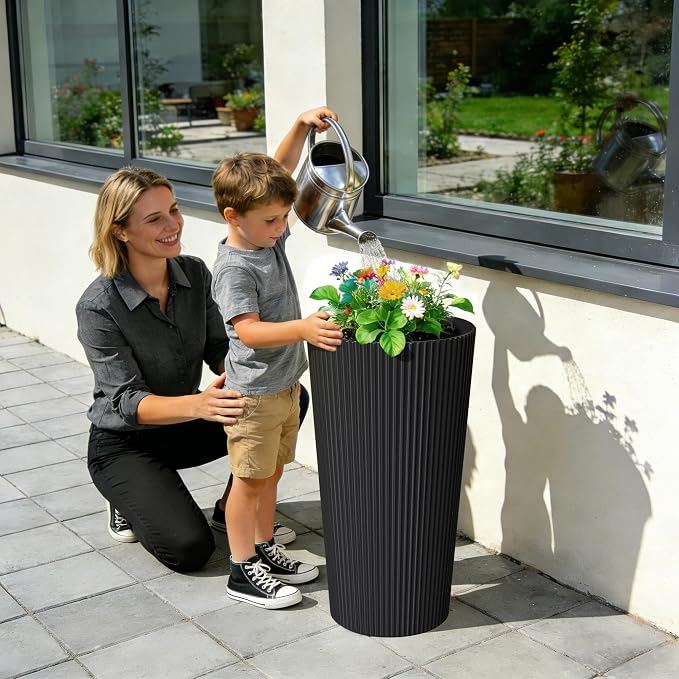 24" Tall Planters for Outdoor Plants Set of 2 - Image 7