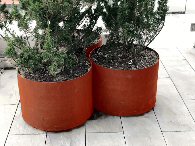 Corten Steel Garden Planter Round Heavy Duty Metal | Made in USA | Fully - Image 2