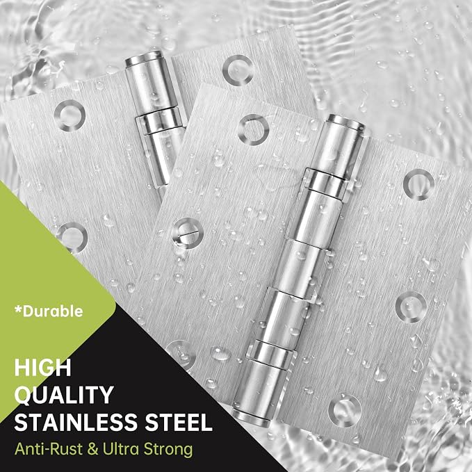 3 Pack Door Hinges 3.5 x 3.5 Inches, Heavy Duty Stainless Steel Ball Bearing - Image 5