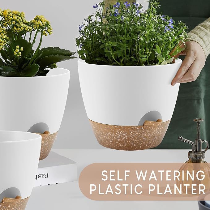 YNNICO Plant Pots 10/9/8/7.5/7 inch, Self Watering Planters - Image 7