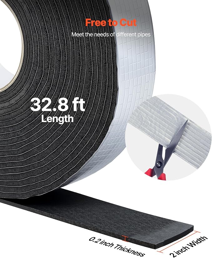 VEVOR Pipe Insulation Wrap, 32.8 FT x 2-inch Pipe Insulation Tape - Image 5