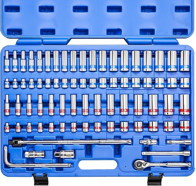 Neiko 02472A 3/8-Inch-Drive Colored Mechanics Tool Ratchet, Socket Set by NeikoTools