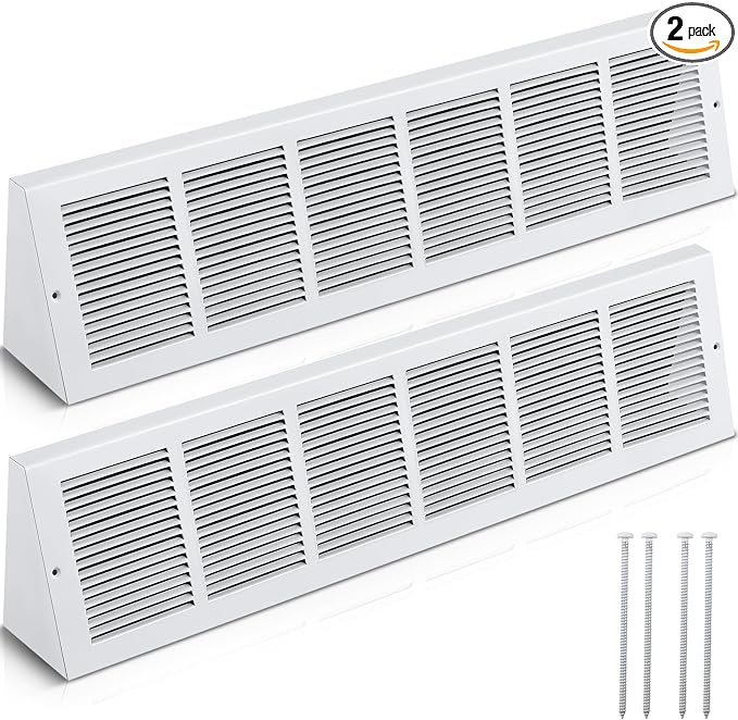 Honeydak 2 Pack Baseboard Register Vent Covers 30" x 6" Duct Opening by Honeydak