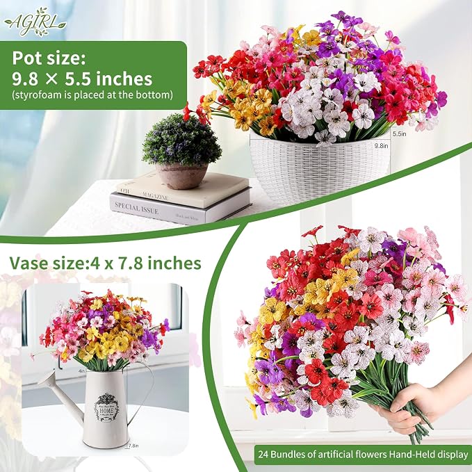 AGIRL Artificial Flowers Outdoor UV Resistant Fake Plant Garden Patio Decor | - Image 4
