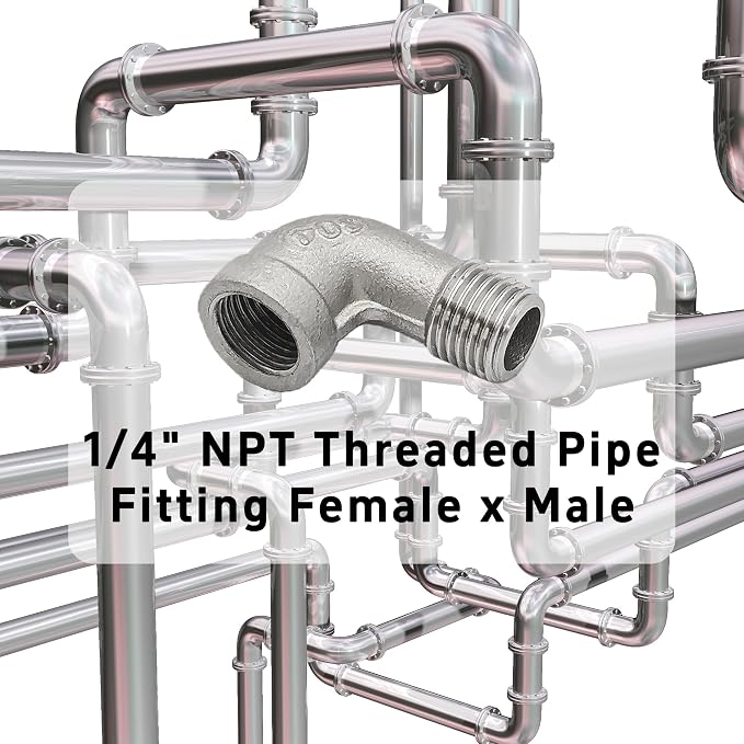 2Pcs 90 Degree Street Elbow, 1/4" NPT Male x 1/4" NPT Female, 304 Stainless - Image 4