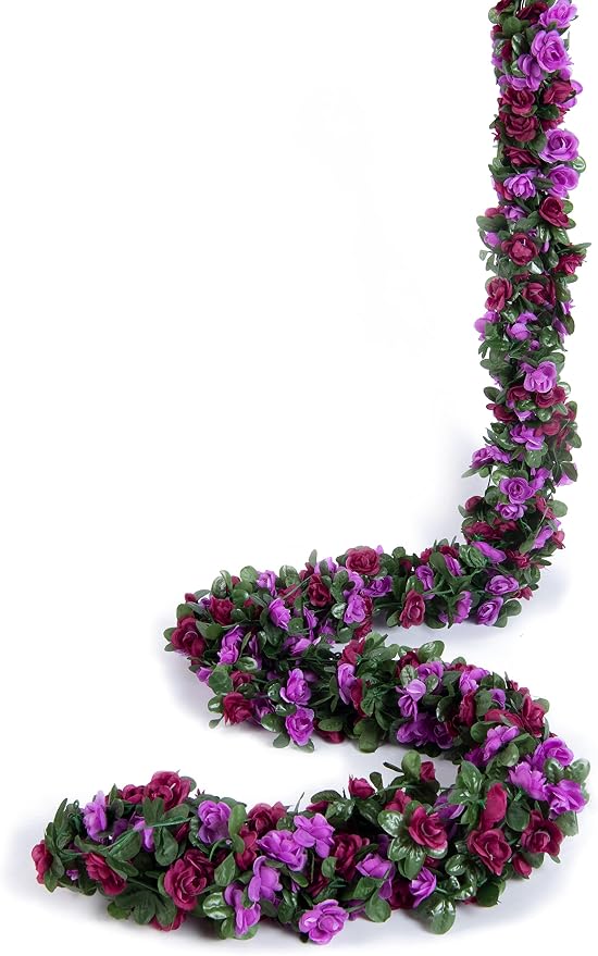 8Pcs x 8.2FT Artificial Flower Garland Rose Vine Decor, Hanging Faux Roses - Image 8