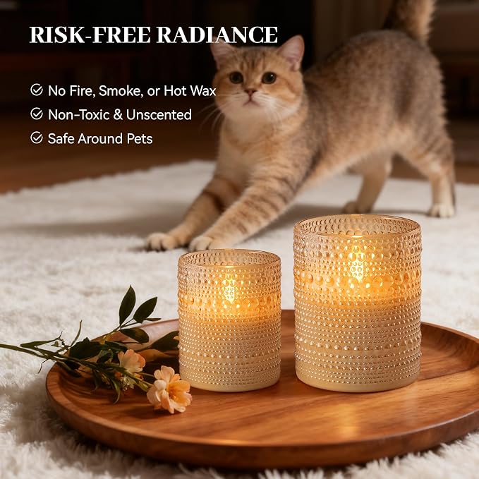 Dotted Glass Flameless Candles - Image 5