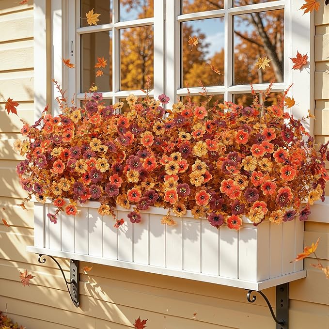 SHareconn 24Pcs Artificial Fall Flowers UV Resistant Fake Mums - Image 5