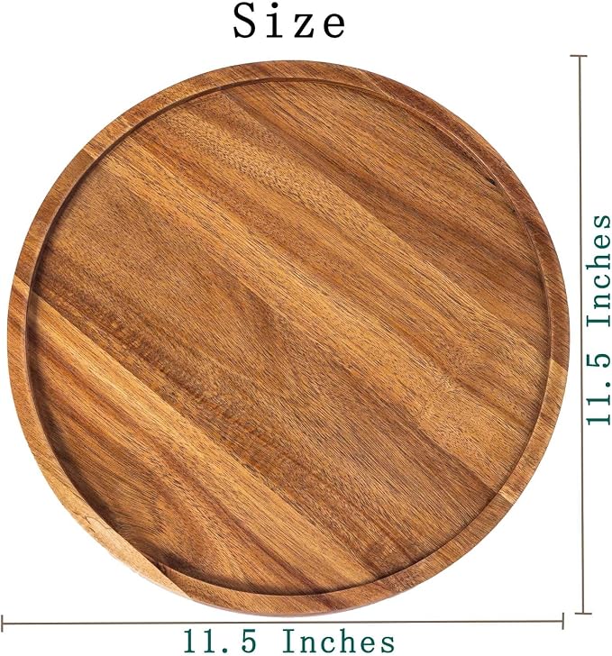 11.5 Inches Candle Holder Tray Home Decor, Round Wood Tray - Image 3